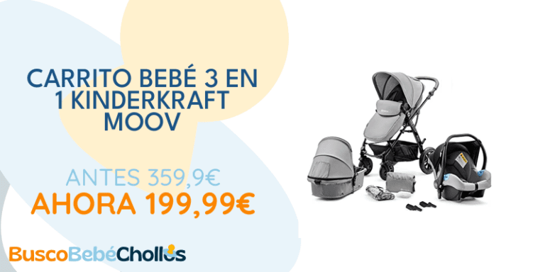 Oferta Productos para bebé: kk Kinderkraft MOOV Carrito bebé 3 Piezas, Carro, Carrito bebé 3 en 1, Silla Paseo, Sistema de viaje, Silla coche, Plegable, Con accesorios, Góndola, Adaptateurs, 22 kg, Gris