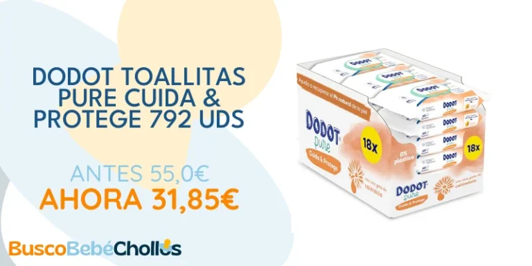Oferta Drugstore: Dodot Toallitas Pure Cuida & Protege Para Bebé 18 Paquetes De 44 Unidades = 792 Toallitas, Ayuda a restaurar el pH natural de la piel, una gota de Caléndula