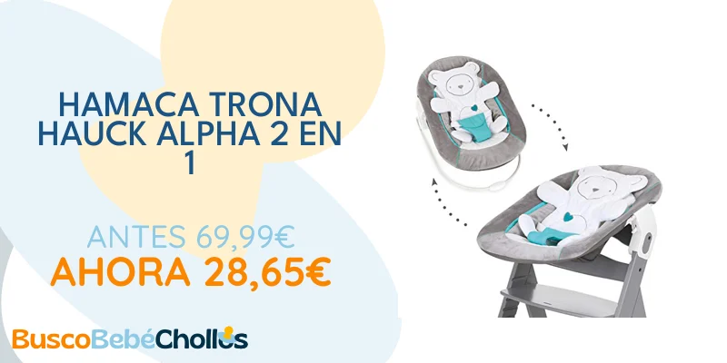 Oferta Productos para bebé: Hauck Alpha 2 en 1 Hamaca Trona, Compatible con Tronas Hauck Alpha Plus y Beta Plus, Hamaca para bebés desde el nacimiento hasta 9 kg, con Reductor de Asiento, Función de Balanceo