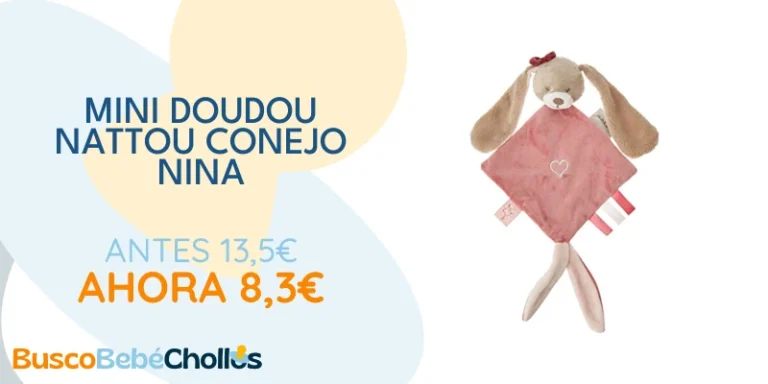 Oferta Juguete: Nattou Mini Doudou del Conejo Nina, Nina, Jade y Lili, 30x20x5 cm, Beige/Rosa