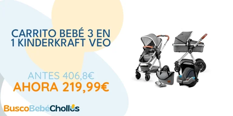 Oferta Productos para bebé: kk Kinderkraft VEO Carrito bebé 3 Piezas, Silla de Paseo, 3 en 1, Carro bebé, para bebés, Capazo, Travel System, Sistema de Viaje, Con accesorios, Góndola, Silla de coche, Plegado, 15 kg, Gris