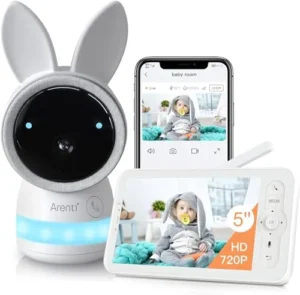 Oferta BuscoBebeChollos Mejora del hogar: BuscoBebeChollos ARENTI 2K Camara Vigilancia Bebe, 5" Vigilabebes con Camara 355°PTZ, Vigilabebés 2,4GHz WiFi, Detección de Movimiento, Visión Nocturna por Infrarrojos, Audio de 2 Vías, Control de Monitor y Movil