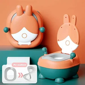 Oferta BuscoBebeChollos Mejora del hogar: BuscoBebeChollos Orinal bebe Aprende Entrenamiento - Orinal con tapa, diseño antideslizante doble y protector contra salpicaduras para niños y niñas (12-48 meses) (Naranja y Verde)