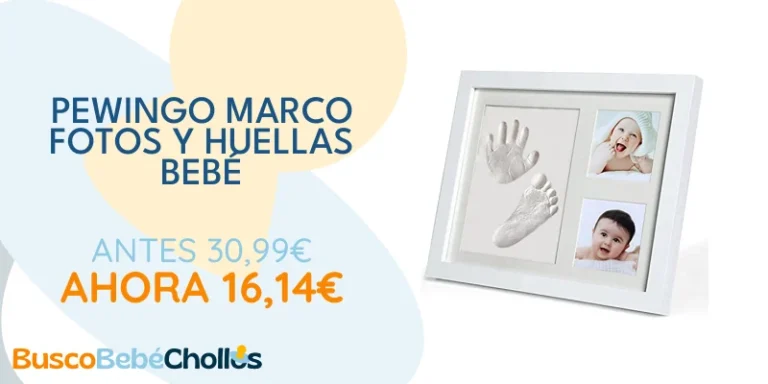 Oferta Casa: PewinGo- Kit de Marco Para Manos y Huellas de bebé para niño y niña - marcos de arcilla y madera - No se agrieta al secar